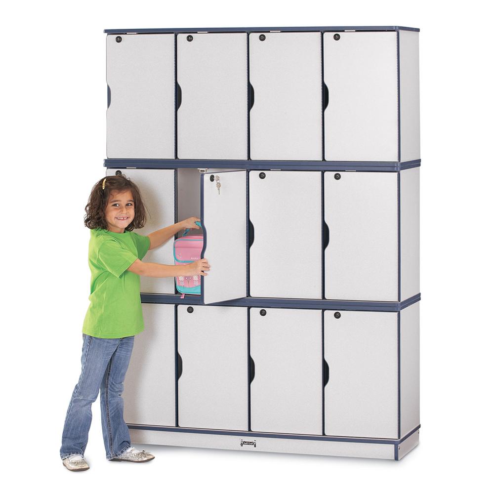 Stacking Lockable Lockers - Triple Stack - Blue