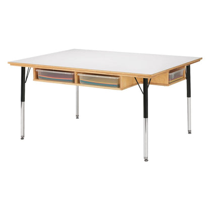 Table with Storage - 24" - 31" Ht - with Clear Paper-Trays