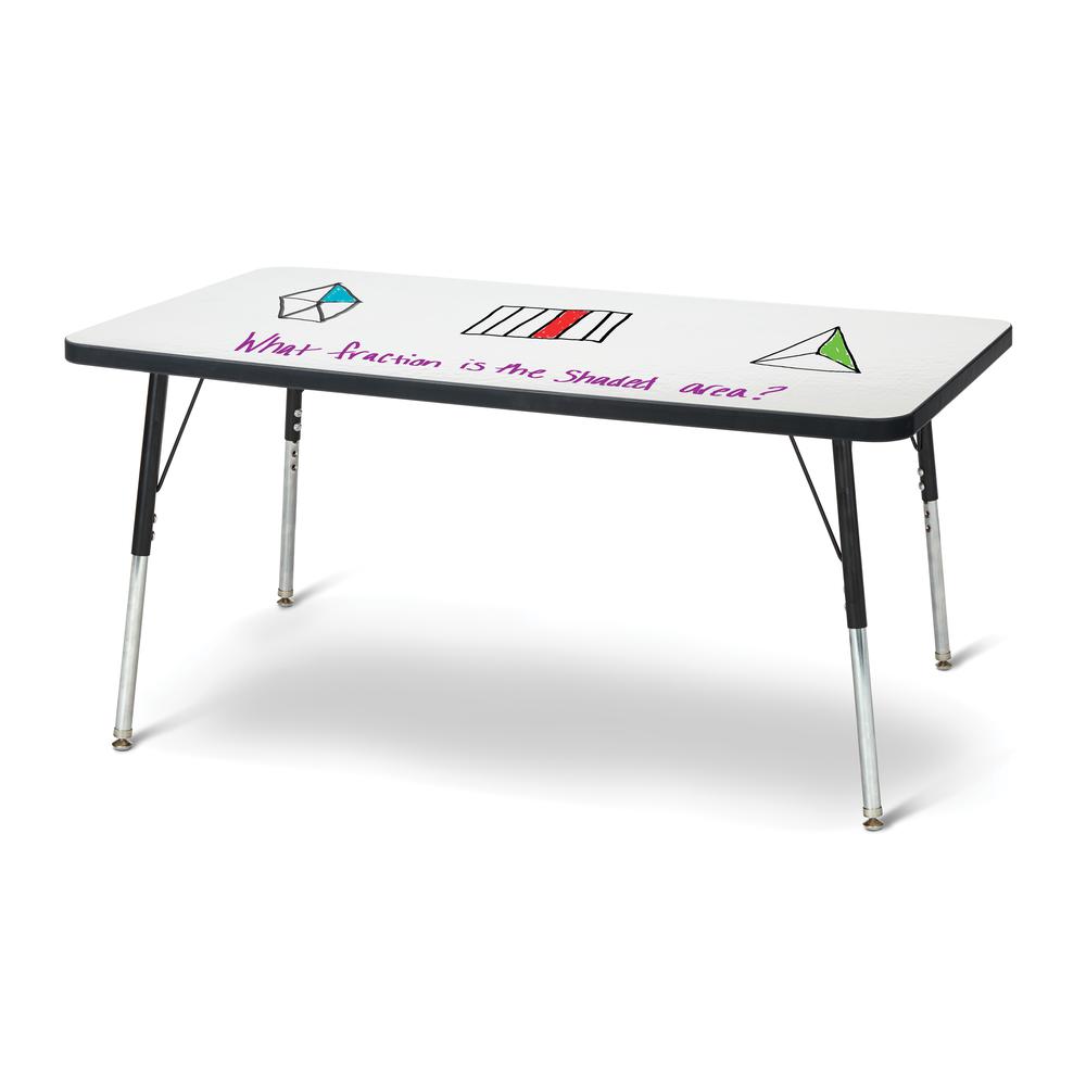 Berries® Rectangle Dry Erase Table - 48" x 24", A-height - Write-n-Wipe/Black/Black
