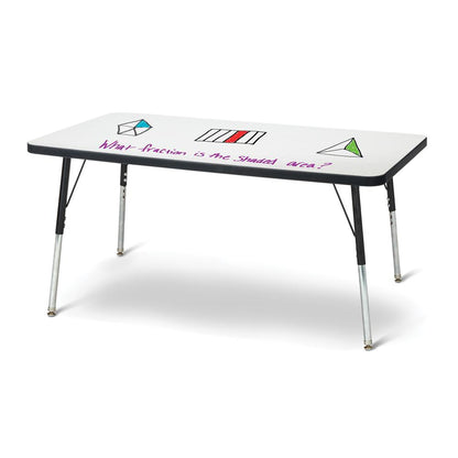 Berries® Rectangle Dry Erase Table - 48" x 24", A-height - Write-n-Wipe/Black/Black