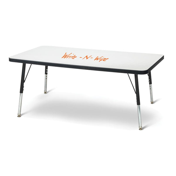 Berries® Rectangle Dry Erase Table - 48" x 24", E-height - Write-n-Wipe/Black/Black