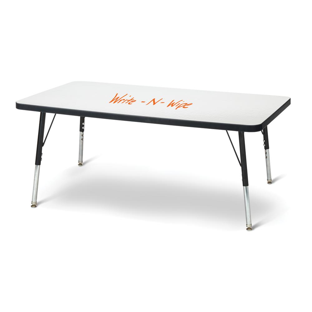 Berries® Rectangle Dry Erase Table - 48" x 24", E-height - Write-n-Wipe/Black/Black