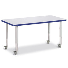 Rectangle Activity Table - 24" X 48", Mobile - Gray/Blue/Gray
