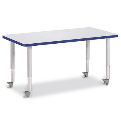 Rectangle Activity Table - 24" X 48", Mobile - Gray/Blue/Gray
