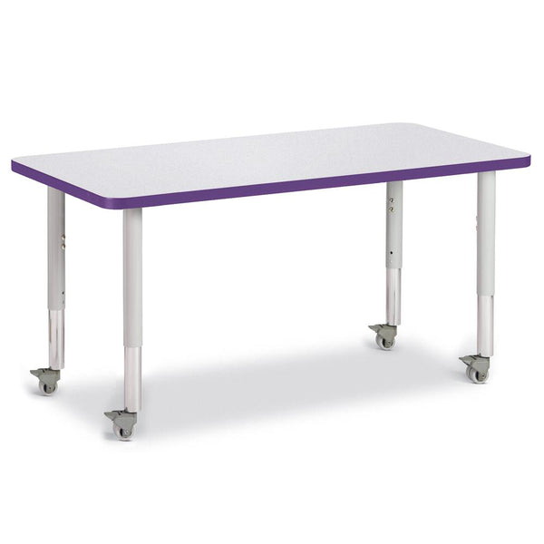Rectangle Activity Table - 24" X 48", Mobile - Gray/Purple/Gray