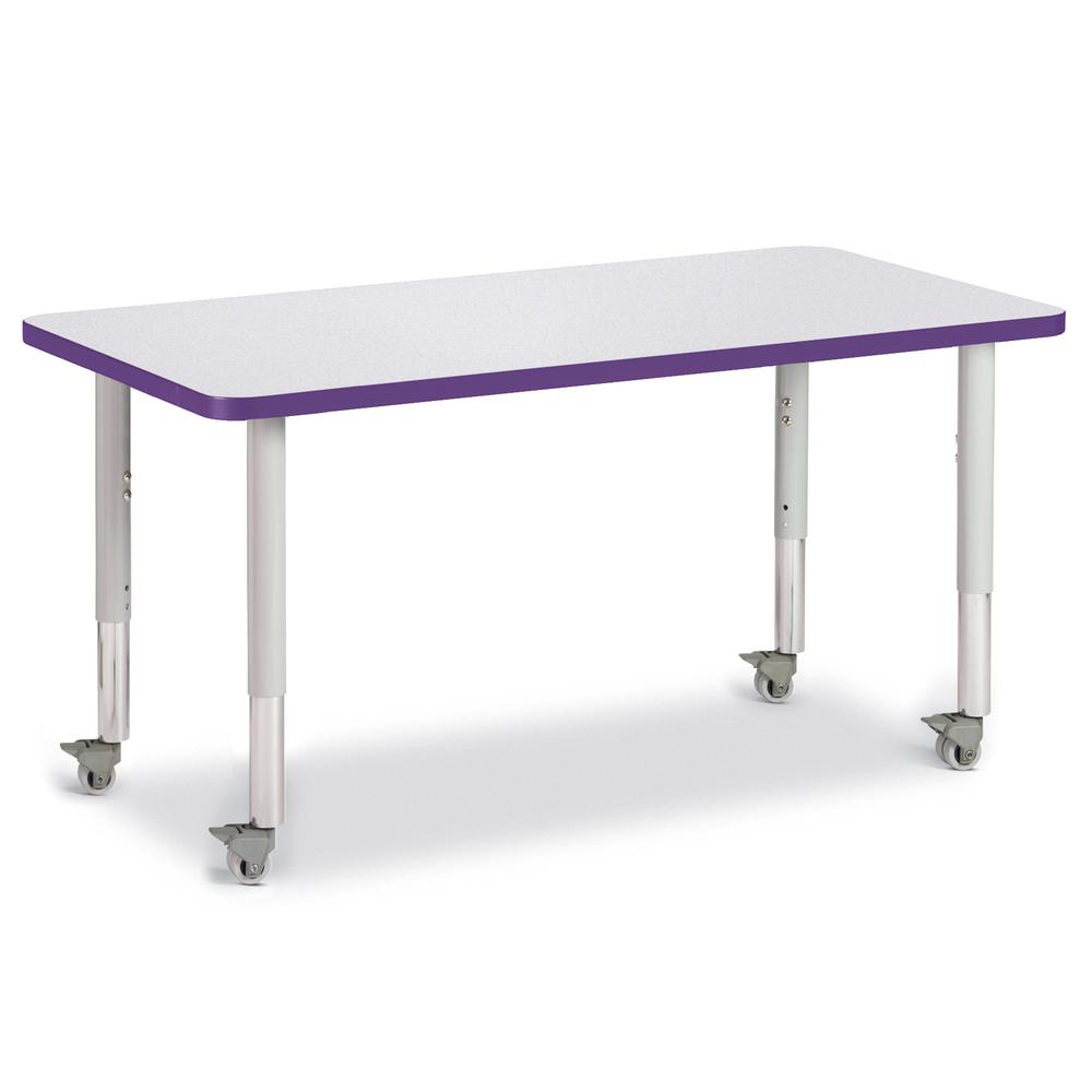 Rectangle Activity Table - 24" X 48", Mobile - Gray/Purple/Gray
