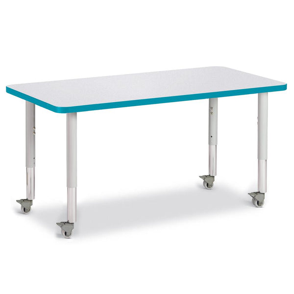 Rectangle Activity Table - 24" X 48", Mobile - Gray/Teal/Gray