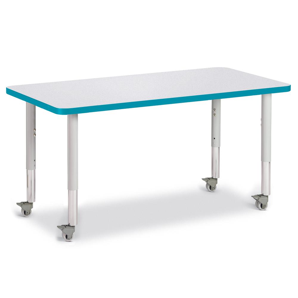 Rectangle Activity Table - 24" X 48", Mobile - Gray/Teal/Gray