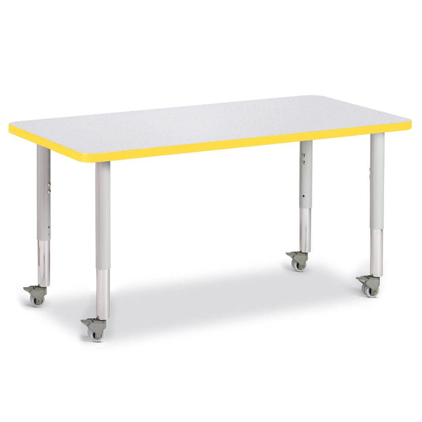 Rectangle Activity Table - 24" X 48", Mobile - Gray/Yellow/Gray