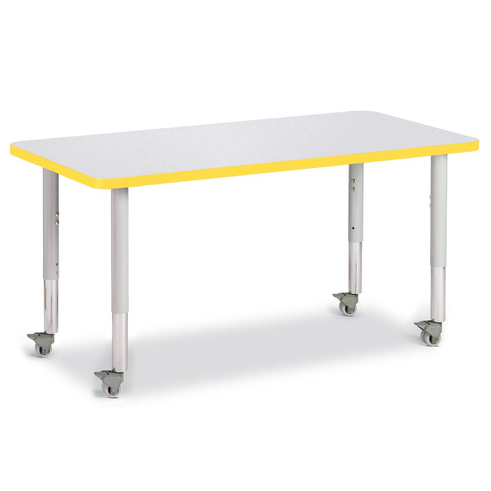 Rectangle Activity Table - 24" X 48", Mobile - Gray/Yellow/Gray