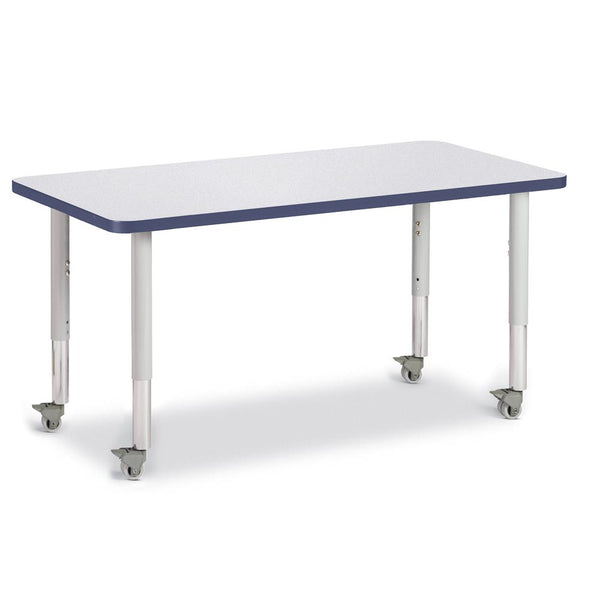 Rectangle Activity Table - 24" X 48", Mobile - Gray/Navy/Gray