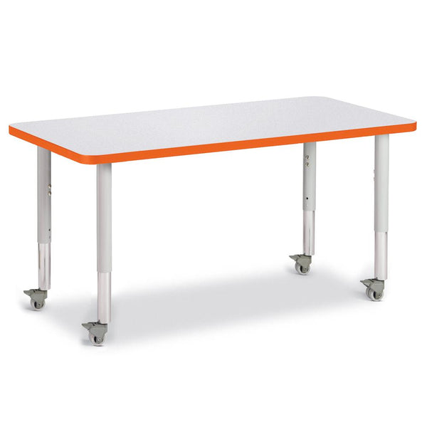 Rectangle Activity Table - 24" X 48", Mobile - Gray/Orange/Gray