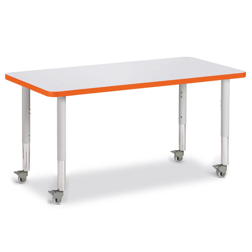 Rectangle Activity Table - 24" X 48", Mobile - Gray/Orange/Gray