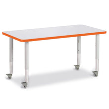 Rectangle Activity Table - 24" X 48", Mobile - Gray/Orange/Gray