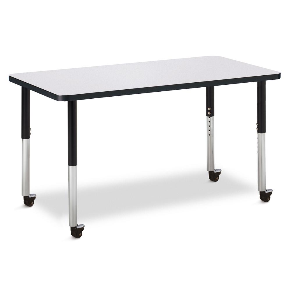 Rectangle Activity Table - 24" X 48", Mobile - Gray/Black/Black