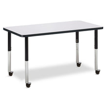 Rectangle Activity Table - 24" X 48", Mobile - Gray/Black/Black