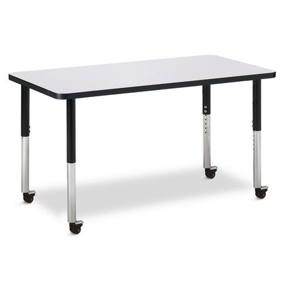 Rectangle Activity Table - 24" X 48", Mobile - Gray/Black/Black