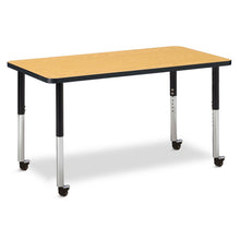 Rectangle Activity Table - 24" X 48", Mobile - Oak/Black/Black