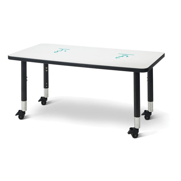 Berries® Rectangle Dry Erase Table - 48" x 24", Mobile - Write-n-Wipe/Black/Black