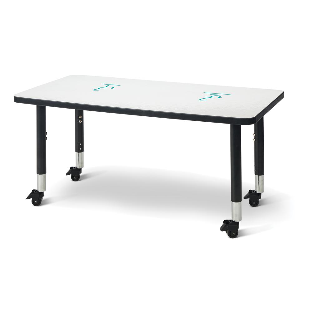 Berries® Rectangle Dry Erase Table - 48" x 24", Mobile - Write-n-Wipe/Black/Black