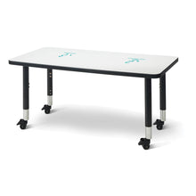 Berries® Rectangle Dry Erase Table - 48" x 24", Mobile - Write-n-Wipe/Black/Black
