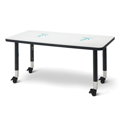 Berries® Rectangle Dry Erase Table - 48" x 24", Mobile - Write-n-Wipe/Black/Black