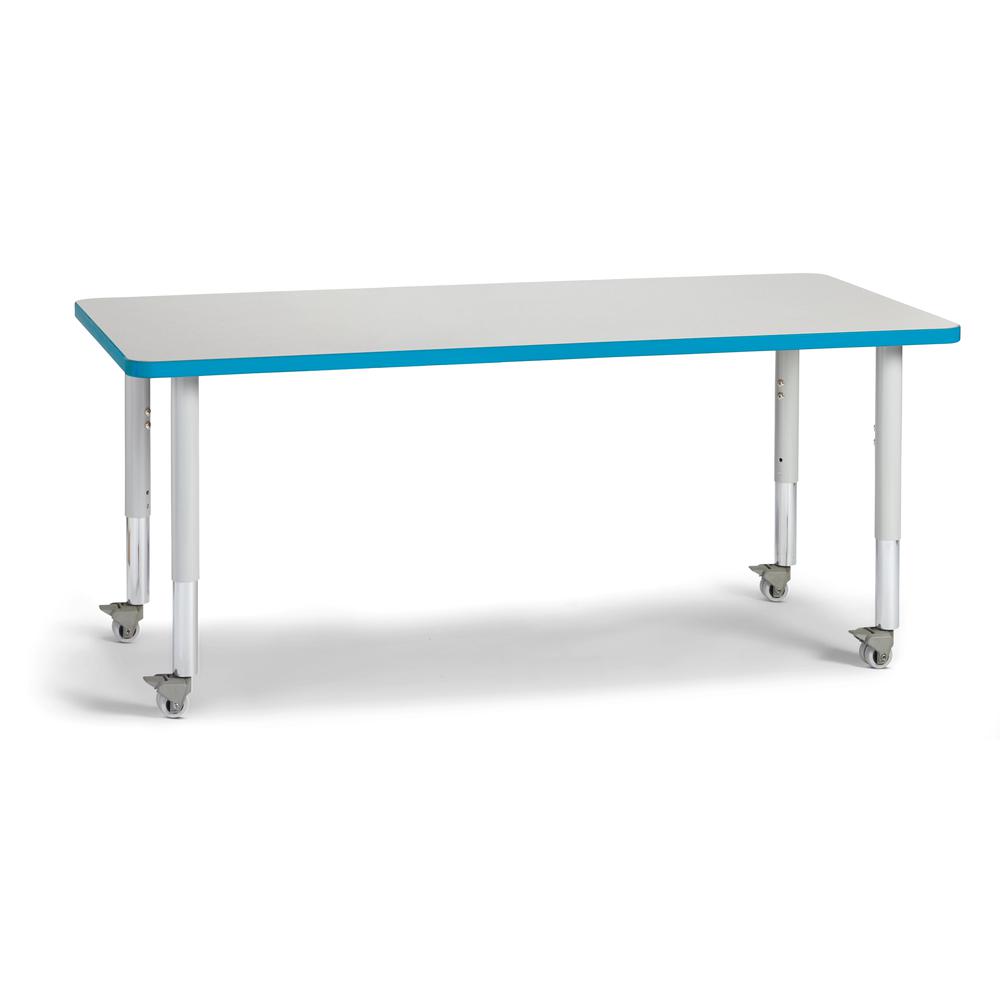 Rectangle Activity Table - 30" X 60", Mobile - Gray/Teal/Gray