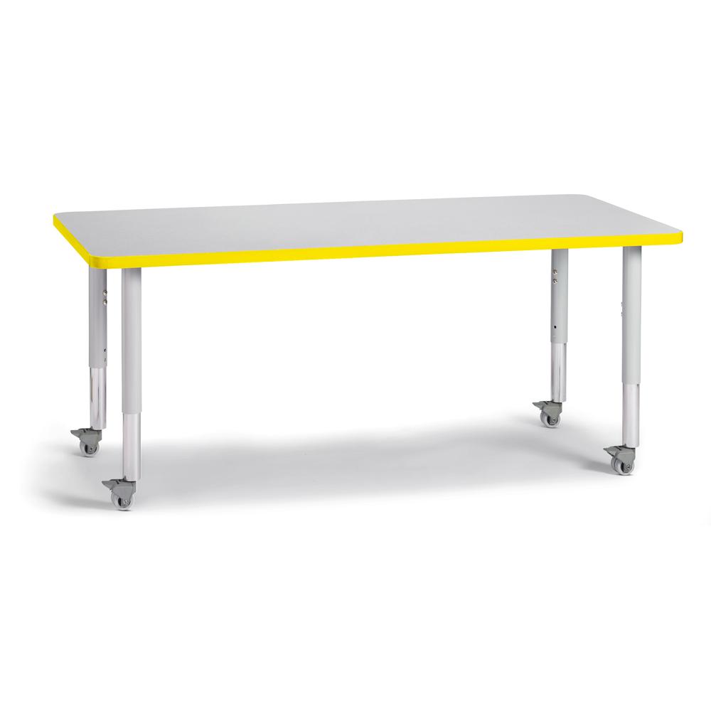 Rectangle Activity Table - 30" X 60", Mobile - Gray/Yellow/Gray