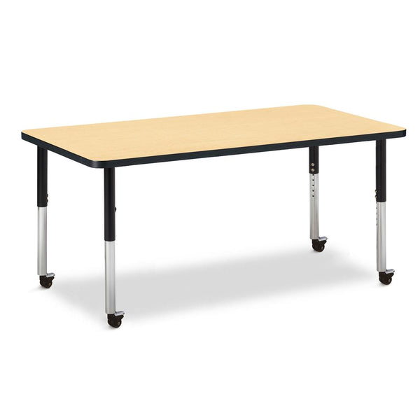 Rectangle Activity Table - 30" X 60", Mobile - Maple/Black/Black