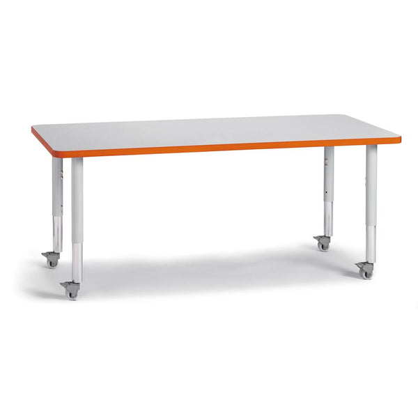 Rectangle Activity Table - 30" X 60", Mobile - Gray/Orange/Gray