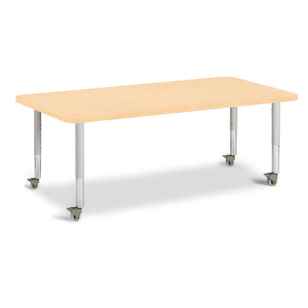 Rectangle Activity Table - 30" X 60", Mobile - Maple/Maple/Gray