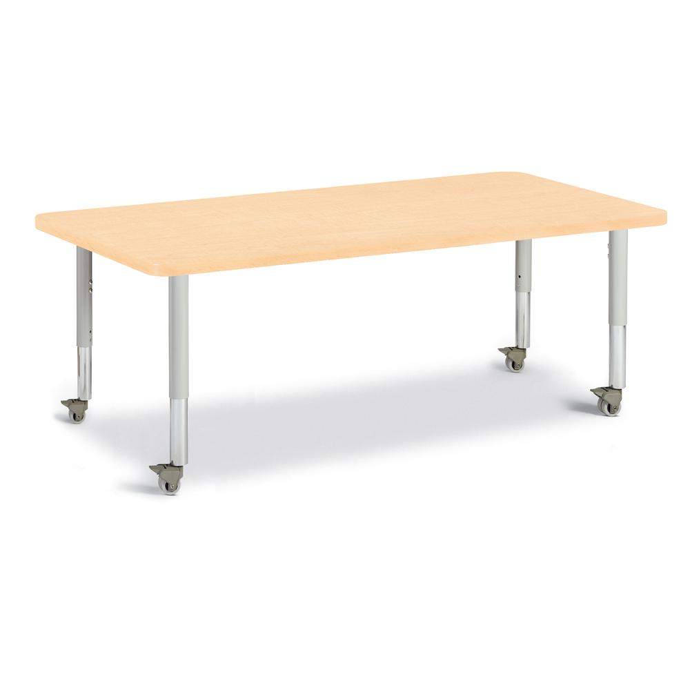 Rectangle Activity Table - 30" X 60", Mobile - Maple/Maple/Gray