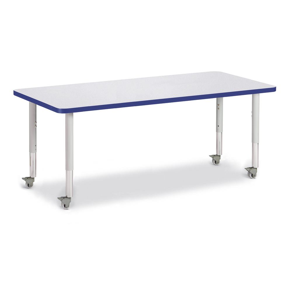 Rectangle Activity Table - 30" X 72", Mobile - Gray/Blue/Gray