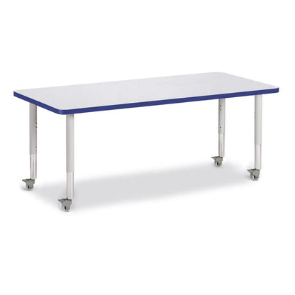 Rectangle Activity Table - 30" X 72", Mobile - Gray/Blue/Gray