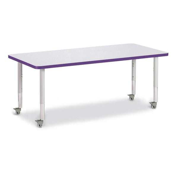 Rectangle Activity Table - 30" X 72", Mobile - Gray/Purple/Gray