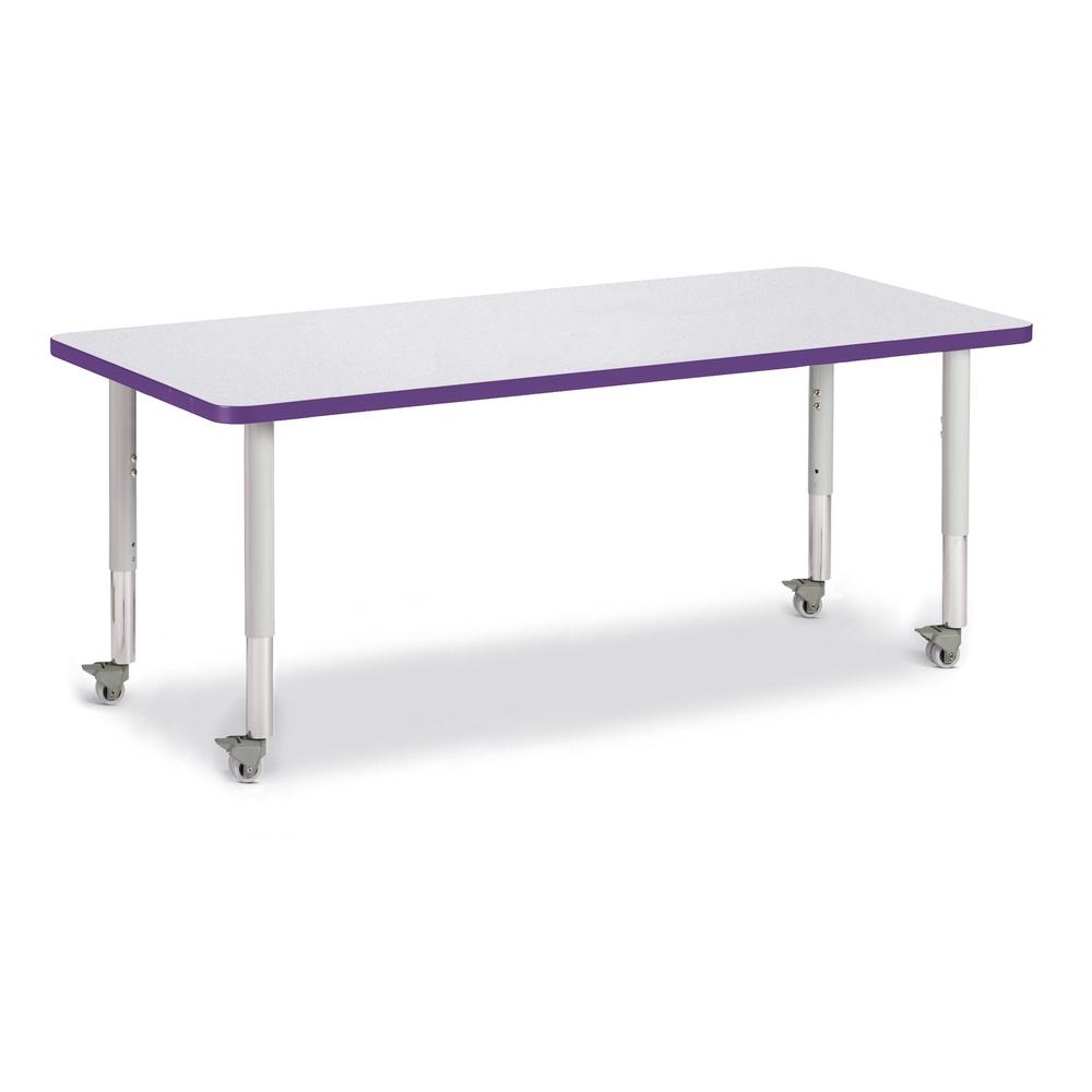 Rectangle Activity Table - 30" X 72", Mobile - Gray/Purple/Gray