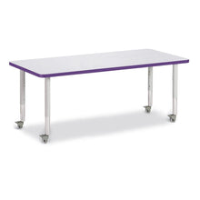 Rectangle Activity Table - 30" X 72", Mobile - Gray/Purple/Gray