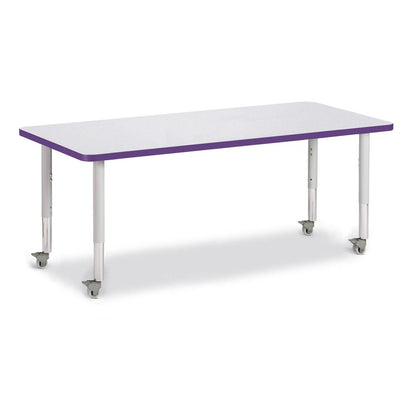 Rectangle Activity Table - 30" X 72", Mobile - Gray/Purple/Gray