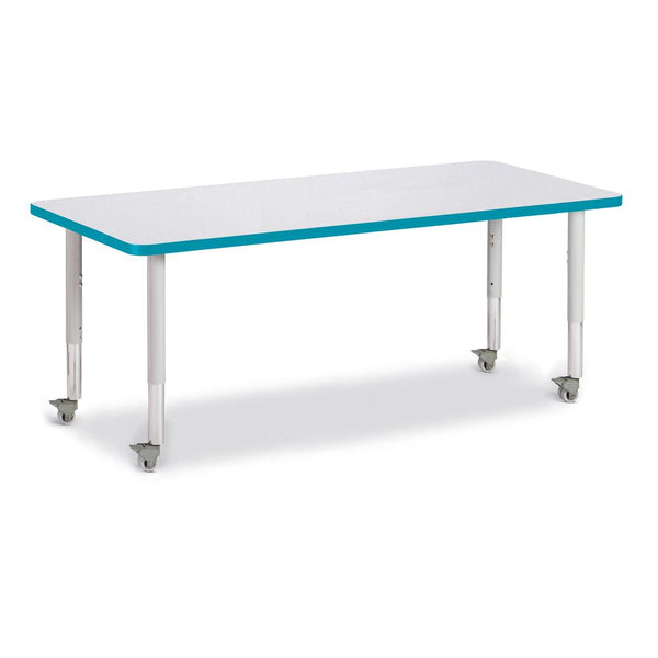 Rectangle Activity Table - 30" X 72", Mobile - Gray/Teal/Gray