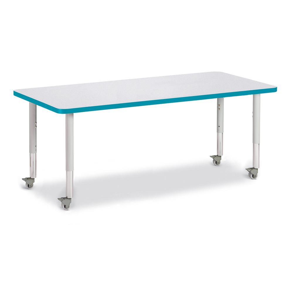 Rectangle Activity Table - 30" X 72", Mobile - Gray/Teal/Gray