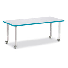 Rectangle Activity Table - 30" X 72", Mobile - Gray/Teal/Gray