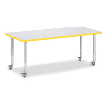 Rectangle Activity Table - 30" X 72", Mobile - Gray/Yellow/Gray