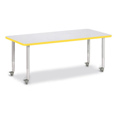 Rectangle Activity Table - 30" X 72", Mobile - Gray/Yellow/Gray