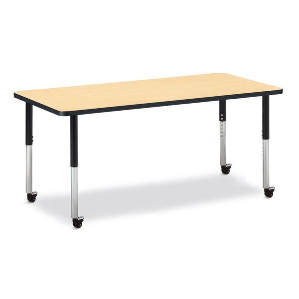 Rectangle Activity Table - 30" X 72", Mobile - Maple/Black/Black