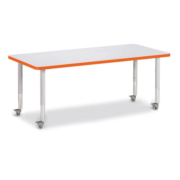 Rectangle Activity Table - 30" X 72", Mobile - Gray/Orange/Gray