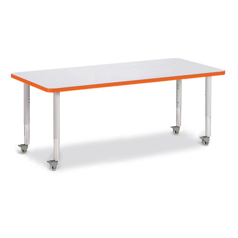 Rectangle Activity Table - 30" X 72", Mobile - Gray/Orange/Gray