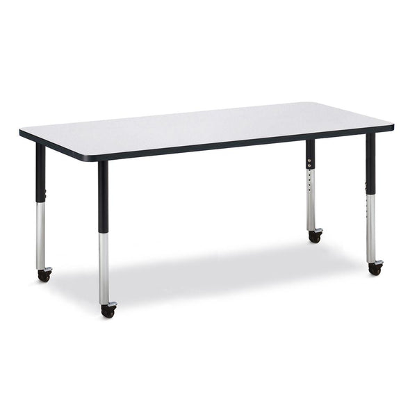 Rectangle Activity Table - 30" X 72", Mobile - Gray/Black/Black