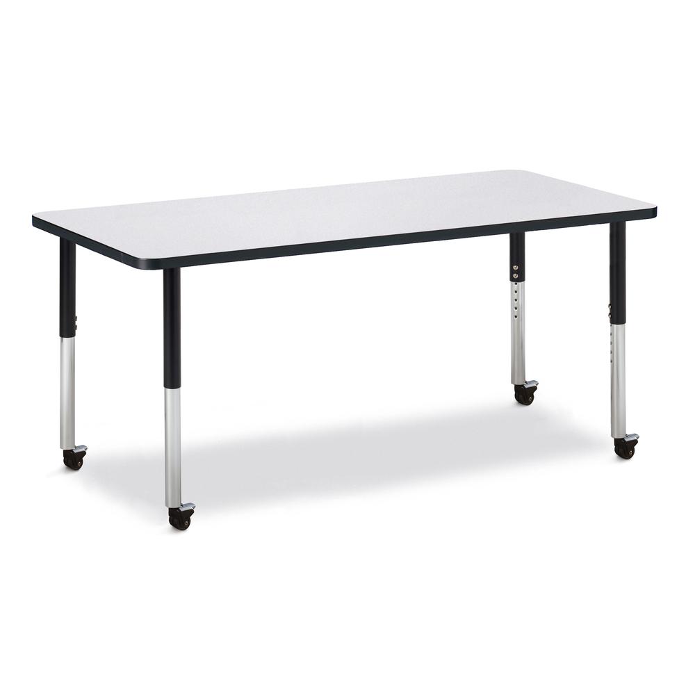 Rectangle Activity Table - 30" X 72", Mobile - Gray/Black/Black