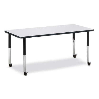 Rectangle Activity Table - 30" X 72", Mobile - Gray/Black/Black