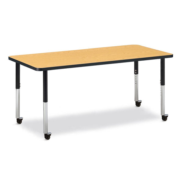 Rectangle Activity Table - 30" X 72", Mobile - Oak/Black/Black